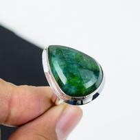 Gražus smaragdo spalvos reguliuojamas 925 prabos sidabro žiedas - Tinka JAV dydžiams nuo 6 iki 11 - Rankų darbo boho papuošalas moterims ir vyrams, dovanos gimtadieniui Adjustable žalia