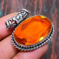 Gražus medaus topazo brangakmenis 925 prabos sidabro rankų darbo papuošalas pakabukas 1.18 Inches oranžinė