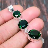 Chrome Diopside Gemstone 925 Sterling Silver Handmade Amazing Jewelry Pendant 1.97 Inches žalia