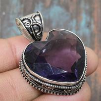 Amethyst Gemstone Handmade 925 Sterling Silver  Jewelry Pendant For Memorial Day 1.58 Inches violetinė