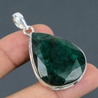Zambian Emerald Pendant 925 Sterling Silver Pendant Real Gemstone Pendant