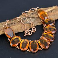 Glorious Citrine Gemstone Jewelry, Copper Necklace Handmade jewelry For Her, Adjustable Jewelry For Wedding Gift 18 Inches With Adjustable oranžinė