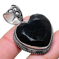 Black Spinel Gemstone Handmade 925 Sterling Silver Jewelry Pendant 2.17  AH-788 2.2 juoda