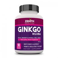 Ginkgo biloba (90 lašų, ​​60 mg), Ginkgo Biloba, Zenith Nutrition