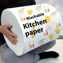 1 roll 165 Sheets Lazy Cloth Disposable Kitchen Tissue Washable Dry and Wet Dual-use Towel Dishcloth Non Stick Oil Cloth