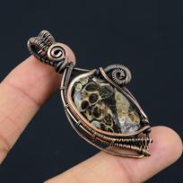 Turitella Fossil Gemstone Copper Wire Wrap Handmade Pendant Jewelry For Gift 2.63 ruda
