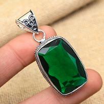 Lovely Chrome Diopside Gemstone Handmade 925 Sterling Silver Jewelry Pendant For Women 2 Inches žalia