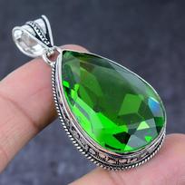 Natural Peridot Gemstone Handmade 925 Sterling Silver Jewelry Pendant 2.21  F8G71