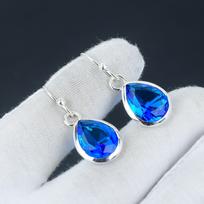 London Blue Topaz Earring, 925 Sterling Silver Earring Beautiful Gemstone Cabochon Stone Earring Birthday Earring Gift For Her For Women 1.77 mėlyna