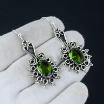 Peridot brangakmenių auskarai, Peridot ovalūs brangakmenių auskarai 925 sterlingų sidabro auskarai, Peridot gimimo akmenų auskarai, moterų auskarai dovanos 2.36 žalia