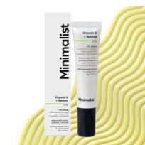Minimalistinis vitamino K + Retinal 01% paakių kremas | Mažina tamsius ratilus | Su kofeinu nuo patinimo | Moterims ir vyrams | 14 g