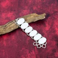 Baltųjų koralų papuošalai, 925 prabos sidabrinė apyrankė su brangakmeniais, rankų darbo papuošalai, skirti Atminties dienai Adjustable With 8 Inches balta