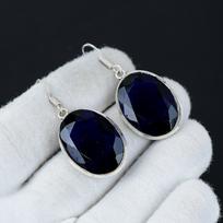 Amazing Blue Sapphire Gemstone Earrings, 925 Sterling Silver Earring, Handmade Boho Silver Jewelry Dangle Earrings, Party Wear Gifts 1.96" mėlyna