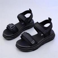 Sports sandals women 2025 new female summer Internet celebrity flat bottom student casual beach shoes Velcro soft sole light 35 juoda
