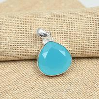 Mėlynas chalcedonas brangakmenis 925 sterlingas sidabras rankų darbo pakabukas papuošalai Graži dovana jai 1.377 Inches mėlyna