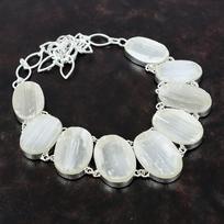 Selenite Druzy Necklace 925 Sterling Silver Necklace Real Gemstone Handmade Jewelry Adjustable Chain Necklace Gift For Women Antique Jewelry white