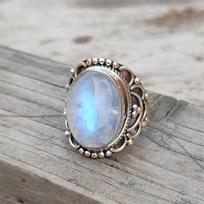 Vaivorykštės mėnulio akmens ovalus brangakmenio Boho žiedas, 925 sterlingų sidabro žiedas, rankų darbo papuošalai, gimimo žiedas, dovana jai, Valentino dovana 6