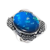 Natural Blue Triplet Opal 925 Sterling Silver Jewelry Ring Size 9.5 h5u49