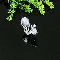 Natural Rainbow Moonstone Gemstone 925 Sterling Silver Ring Size 11.5 q6T82