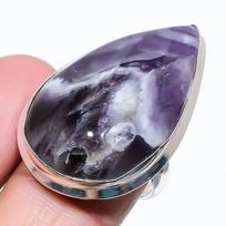 Natural Chevron Amethyst Gemstone 925 Sterling Silver Gift Ring Size 9 p2b60