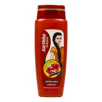 Karthika: Šampūnas nuo plaukų slinkimo su Shikakai ir Hibiscus (175 ml), „Hairfall Shield“ šampūnas „Karthika“, „CavinKare“. red
