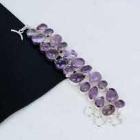 Ametisto brangakmenis Rankų darbo 925 prabos sidabro apyrankė, Ametisto apyrankė žmonai, Unisex apyrankė Padėkos dienos dovana 8" violetinė