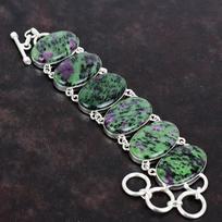 Ruby zoisite bracelet 925 sterling silver bracelet adjustable chain bracelet ruby zoisite jewelry handmade gemstone bracelet gifts for women Adjustable