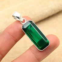 Chrome Diopside Gemstone Handmade 925 Sterling Silver Jewelry Pendant For Women 1.75 Inches žalia