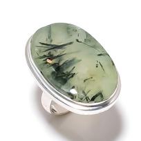 Natural Prehnite Gemstone Handmade 925 Sterling Silver Gift Ring Size 8 j6J75