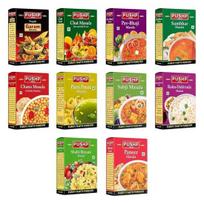 Pushp prekės ženklo masala Pakuotė po 50 g (PunjabiGaramMasala, ChanaMasala, ChatMasala, PavBhaji, Sambhar, Biryani, Paneer, Sabji, Raita, PaniPuri)