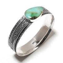 Natural Chrysoprase Gemstone Handmade 925 Sterling Silver Cuff Bangle 7.5  k2n80