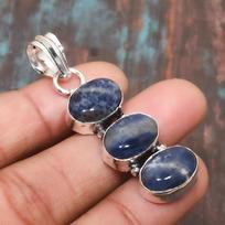Sodalite Gemstone Handmade 925 Sterling Silver Jewelry Pendant  For Thanksgivings 2.17 Inches mėlyna