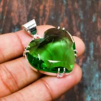 Peridot, Gemstone Handmade 925 Sterling Silver Jewelry Pendant For Women 1.89 Inches žalia