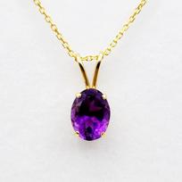 Ametisto pakabuko karoliai Tikras ametistas 8x6mm pakabukas Vasario gimimo akmuo S violetinė