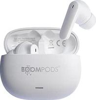 "Boompods Echobuds ANC" belaidės "Bluetooth" ausinės - ausinės į ausis su aktyviu triukšmo slopinimu, 26 val. veikimo laikas, įkrovimo dėžutė ir jutiklinis valdymas, vandeniui atsparios sportinės ausinės, baltos spalvos