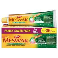 Dabur Meswak Complete Oral Care dantų pasta - 500g (2 x 200 g + 1 x 100 g) | Pilna burnos ir dantenų priežiūros dantų pasta | Sudėtyje yra Pure & Rare Miswak ekstrakto