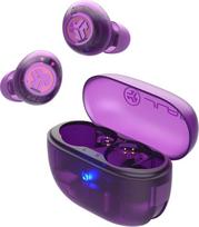 "JLab Go Pop ANC In-Ear Bluetooth" ausinės, aktyvaus triukšmo slopinimo belaidės ausinės, 24 valandų trukmės, tikros belaidės ausinės, IP55, atsparios prakaitui, daugiataškės, skaidrios violetinės spalvos