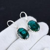 Smaragdo akmens 925 svarų sterlingų sidabro auskaras, Boho sidabro papuošalas kabantys auskarai, Padėkos dienos dovanos, Dovanos jai 2.16" žalia