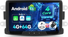 4G+64G Autoradio Android für Renault Dacia Sandero Duster Captur Lada Xray 2 Logan 2010-2015 Kabelloses CarPlay & Android Auto 8" Touchscreen Navi mit Ruckfahrkamera Mirror Link WiFi FM/RDS SWC