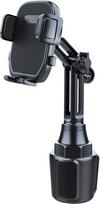 Automobilinis puodelio laikiklis, 2 in 1 universalus automobilinis puodelis, reguliuojamas pagrindas su telefono laikikliu, pasukamas, skirtas transporto priemonei, suderinamas su "iPhone Samsung" 4-7 colių išmaniaisiais telefonais