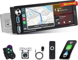 Automobilinis radijo imtuvas su ekranu 1 DIN, palaikantis belaidę "CarPlay" ir "Android Car", 6,9 colių automobilinis radijo imtuvas su jutikliniu ekranu, "Bluetooth", "Mirror Link FM EQ SWC C tipo greitasis įkrovimas, atbulinės eigos kamera