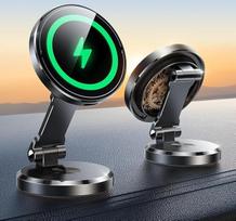 JOYROOM 15W Magsafe automobilinis laikiklis su įkrovimo funkcija [dvipusis sukimas] Automobilinis mobiliojo telefono laikiklis Magsafe prietaisų skydeliui, mobiliojo telefono laikiklis automobilyje iPhone 16 15 14 14 13 12 Pro Max Plus