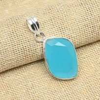 Blue Chalcedony Gemstone 925 Sterling Silver Pendant Handmade Jewelry Christmas Gift 1.77 Inches mėlyna