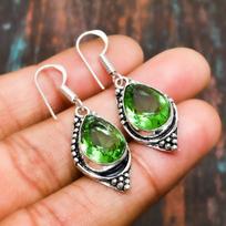 Peridotas, Brangakmenis Rankų darbo 925 Sterlingo Sidabro Papuošalas Auskaras Moterims 1.59 Inches žalia