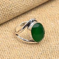 Faceted Green Onyx Gemstone 925 Sterling Silver Handmade Pretty Ring Jewelry For Her 4 žalia