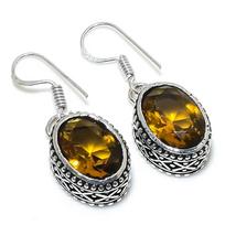Natural Citrine Gemstone Handmade 925 Sterling Silver Gift Earring 1.42  T4Z40