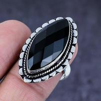 Natural Black Spinel Gemstone Handmade 925 Steling Silver Gift Ring Size 8 e4V77