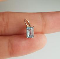Natural Aquamarine 925 Sterling Silver Emerld  shaped Pendant Necklace Gemstone