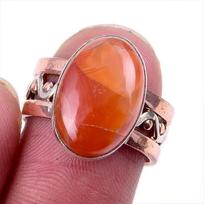 Natural Carnelian Gemstone 925 Solid Silver Jewelry Two Tone Ring Size 6US N2j94