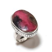 Natural Rhodonite Gemstone Handmade 925 Sterling Silver Gift Ring Size 9 U5U56